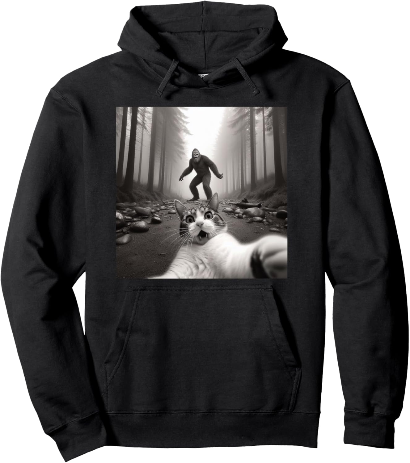 Funny Scared Cat Bigfoot Hoodie - Perfect Gift Idea!