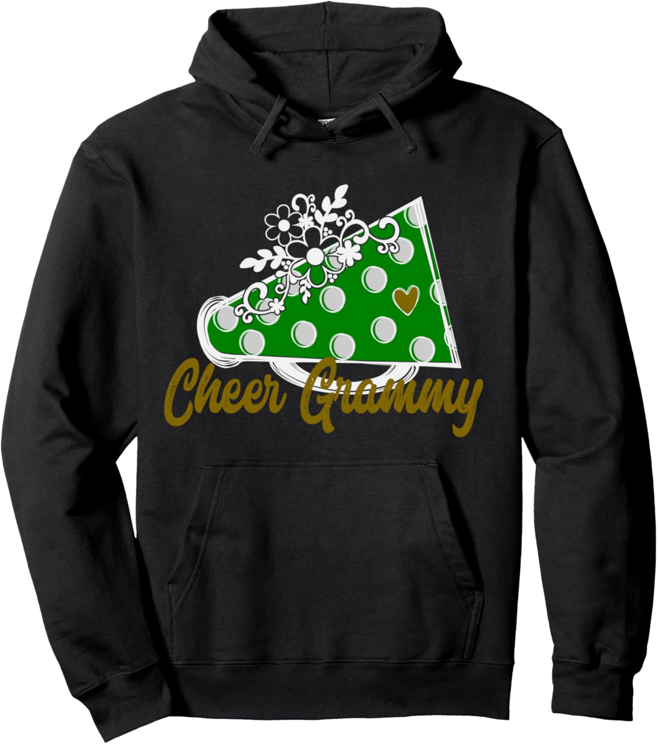 Cheer Grammy Hoodie: Green Megaphone Heart Accent