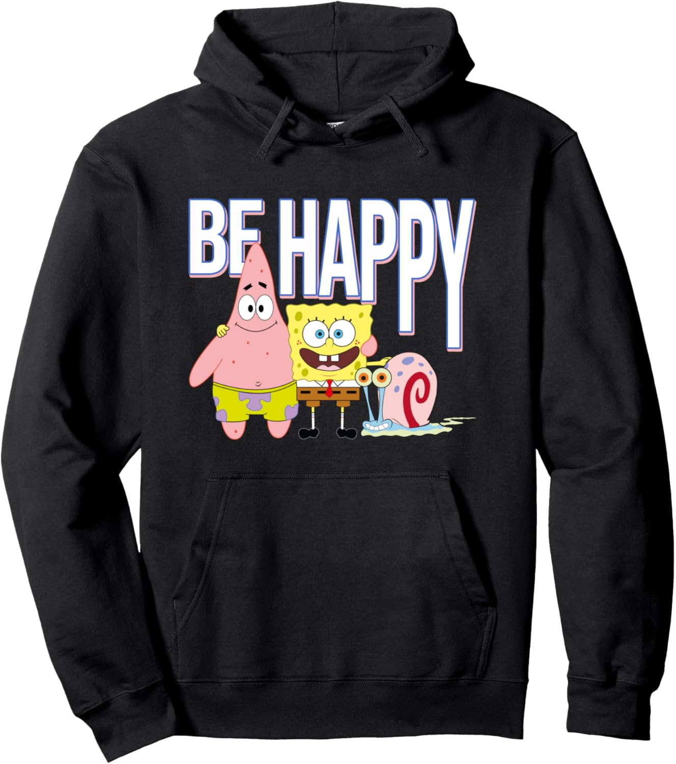 Mademark Be Happy Pullover Hoodie with SpongeBob Characters