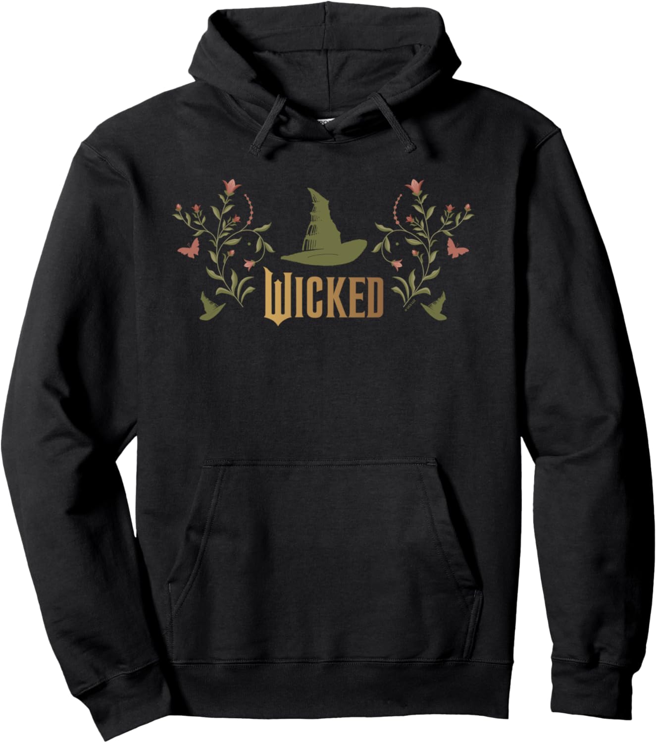 Elphaba Hat Floral Hoodie - Wicked Logo Stylish