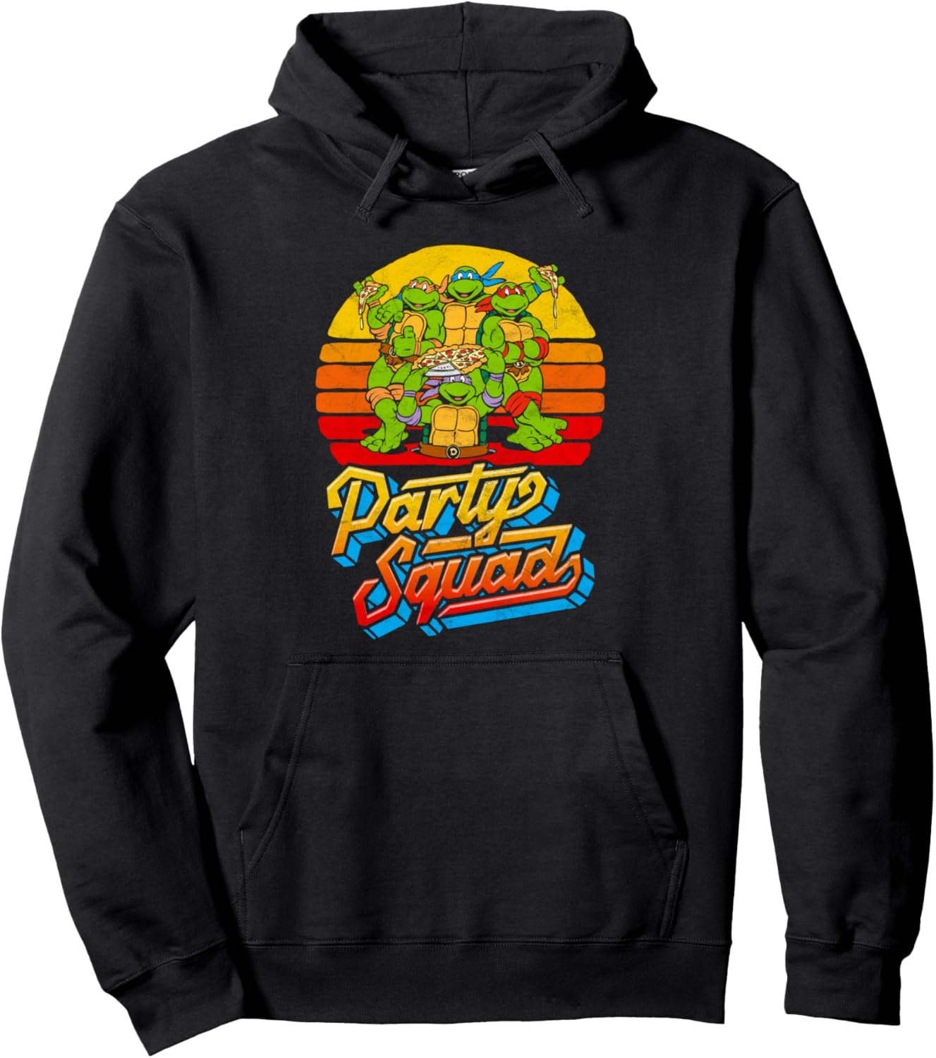 TMNT Vintage 80s Pizza Friends Distressed Pullover Hoodie