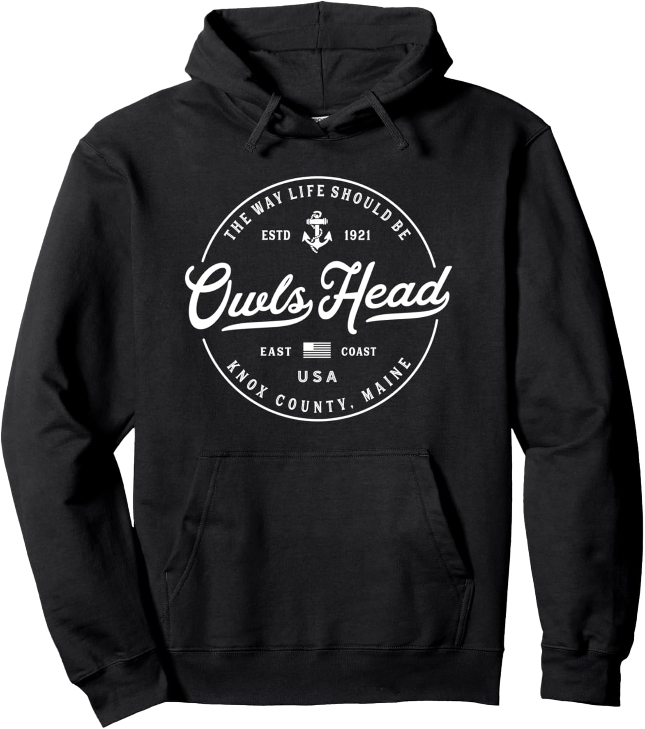 Nautical Anchor Owls Head Maine Hoodie - Perfect Souvenir!