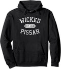 Distressed Vintage Wicked Pissah Boston MA Pullover Hoodie - Retro