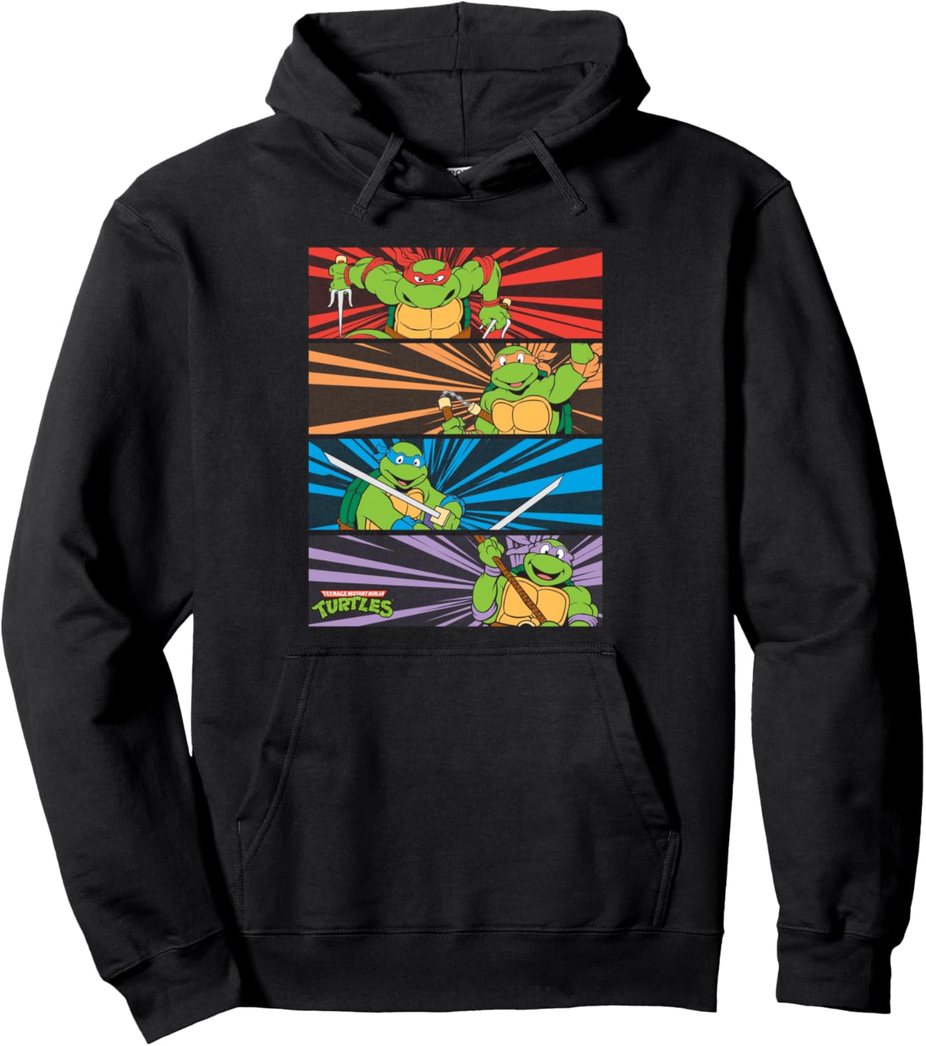 Retro Style Pullover Hoodie Featuring Teenage Mutant Ninja Turtles