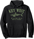 Key West Florida Shark Retro Arched Lime Letters Pullover Hoodie