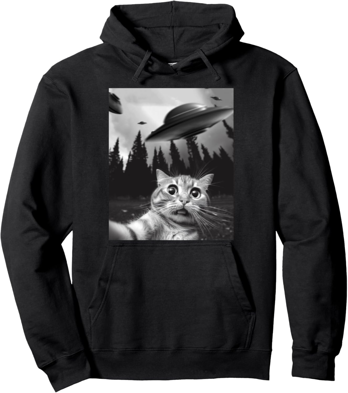 Funny Cat Selfie Hoodie - Purrfect UFO Vibes!