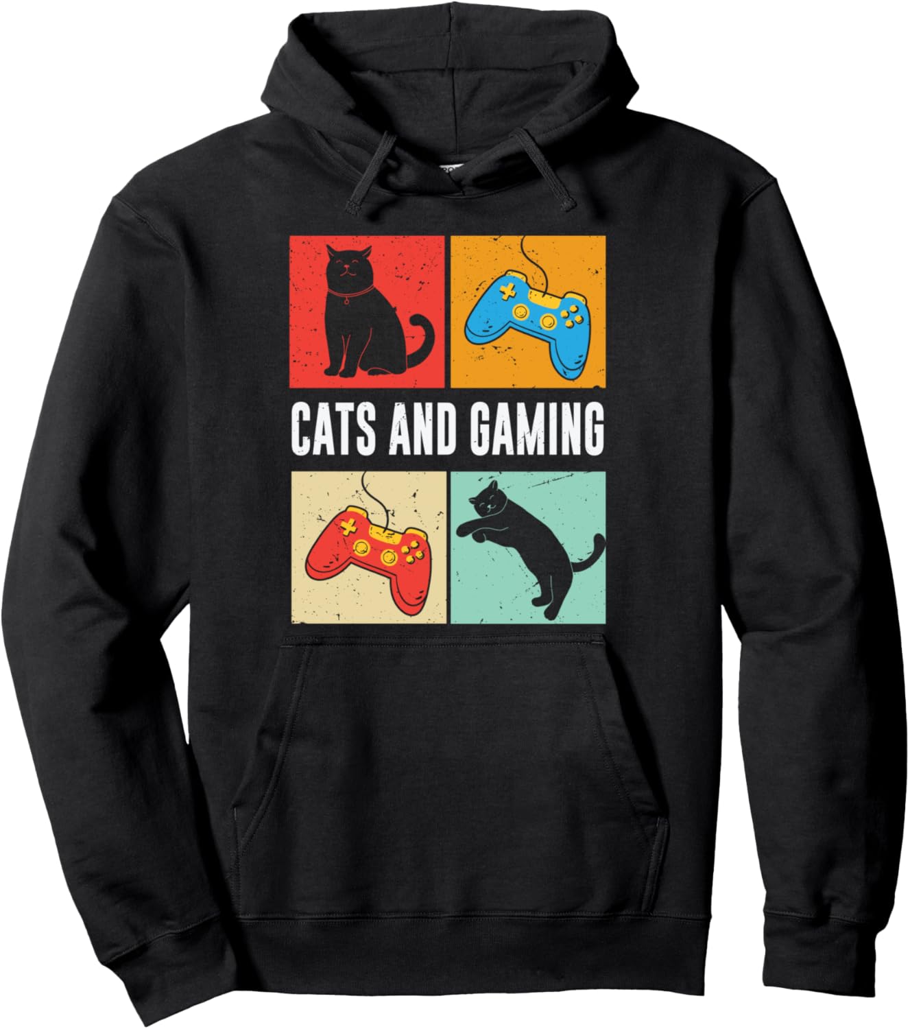 Cat Lover Gamer Pullover Hoodie: Vintage  Design