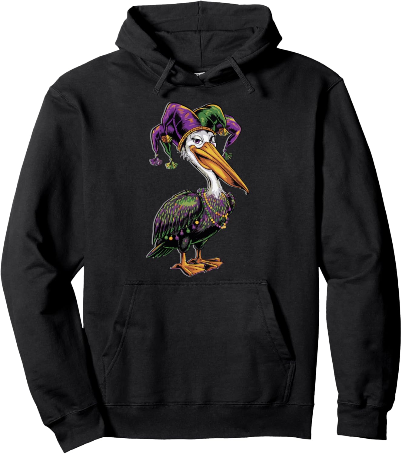 Mardi Gras Pelican Hoodie - Parade-Ready Fun!