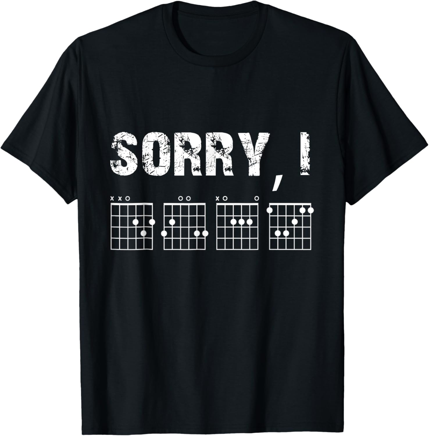 Hidden Message Sorry T-Shirt: Funny Guitar Chords