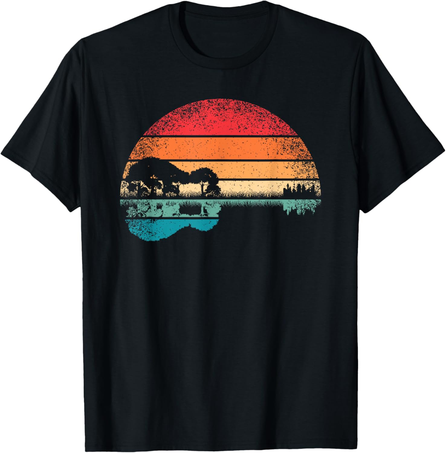 Vintage Guitar Lake Sunset Tee - Rock Music Lovers