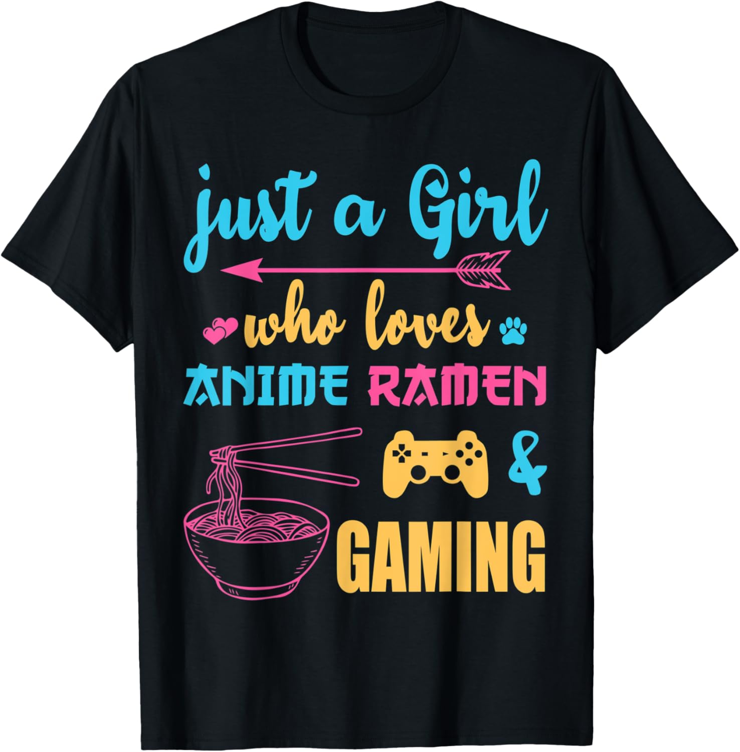 Anime Ramen & Gaming Tee for Anime & Gaming Girls