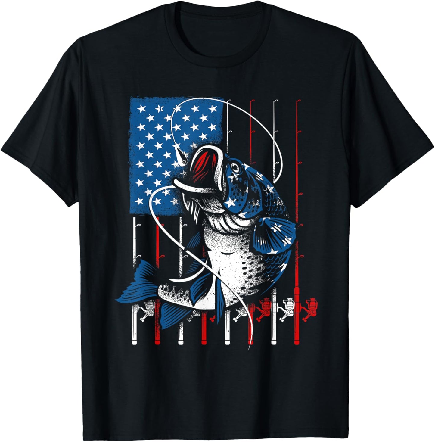 American Flag Fishing T-Shirt - Gift for Fish Lovers!