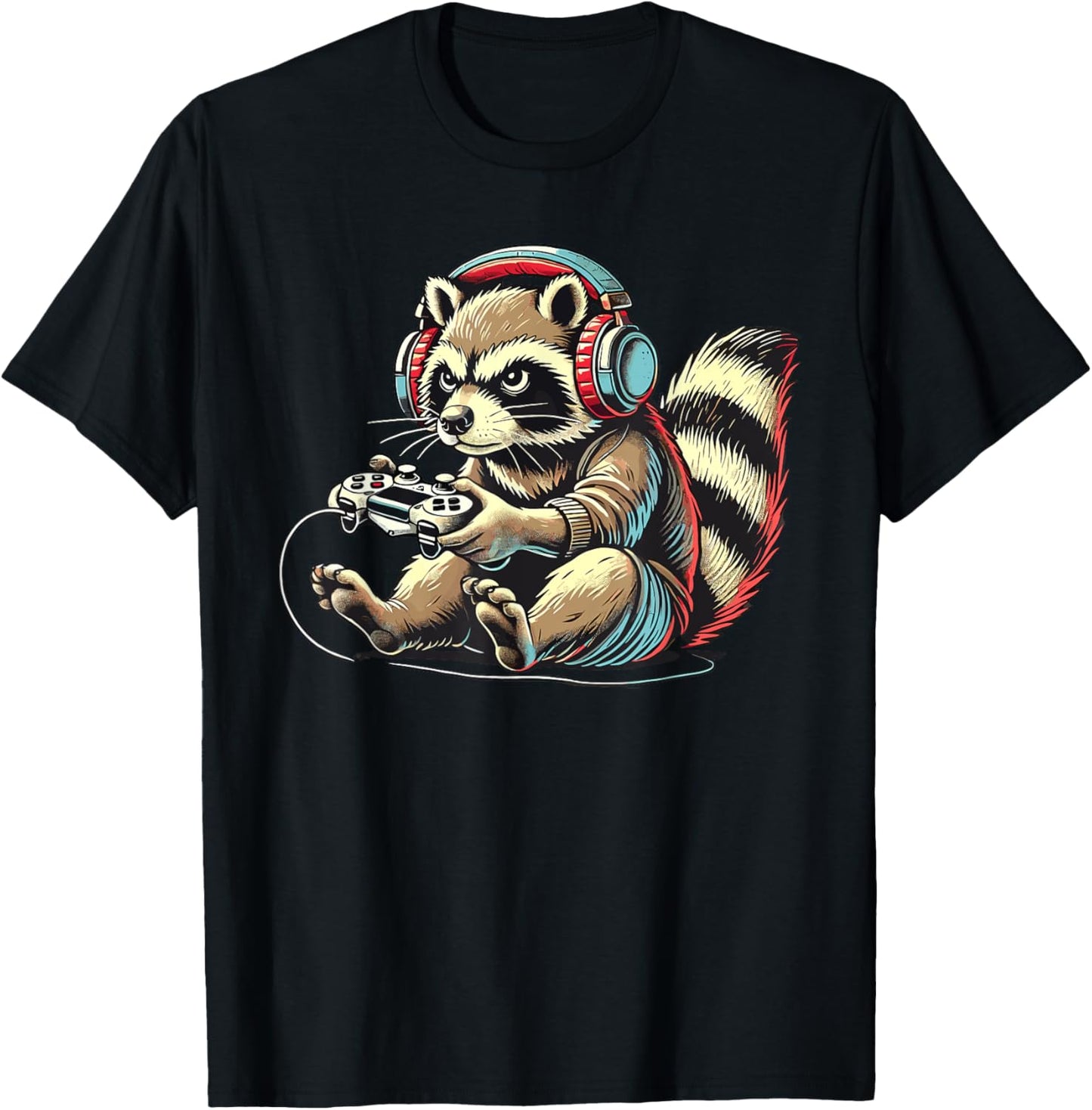 Gamer Raccoon Tee by RobustCreative: Level Up Style!