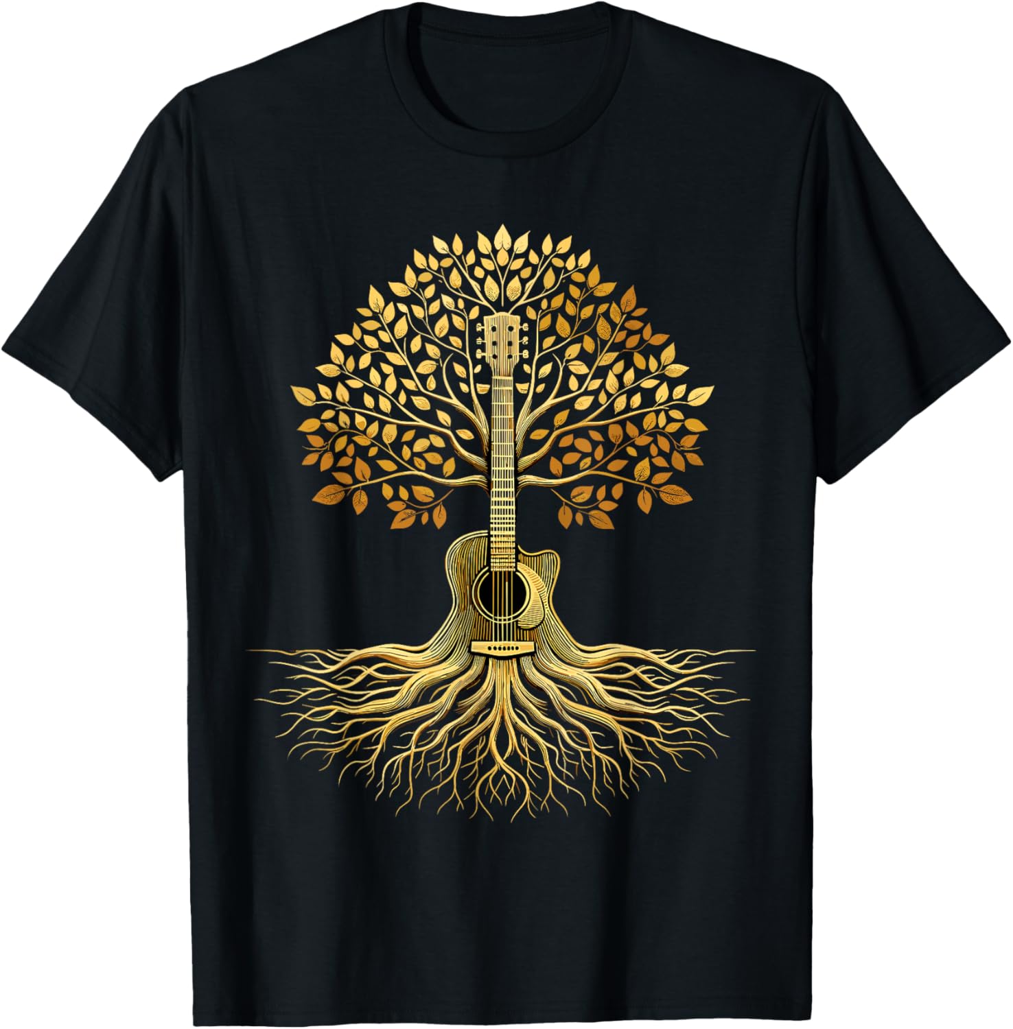 Acoustic Guitar Lover Tee: Tree Design