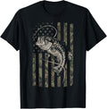 Fishing Camo American Flag Bass Fish Camouflage T-Shirt - Outdoor