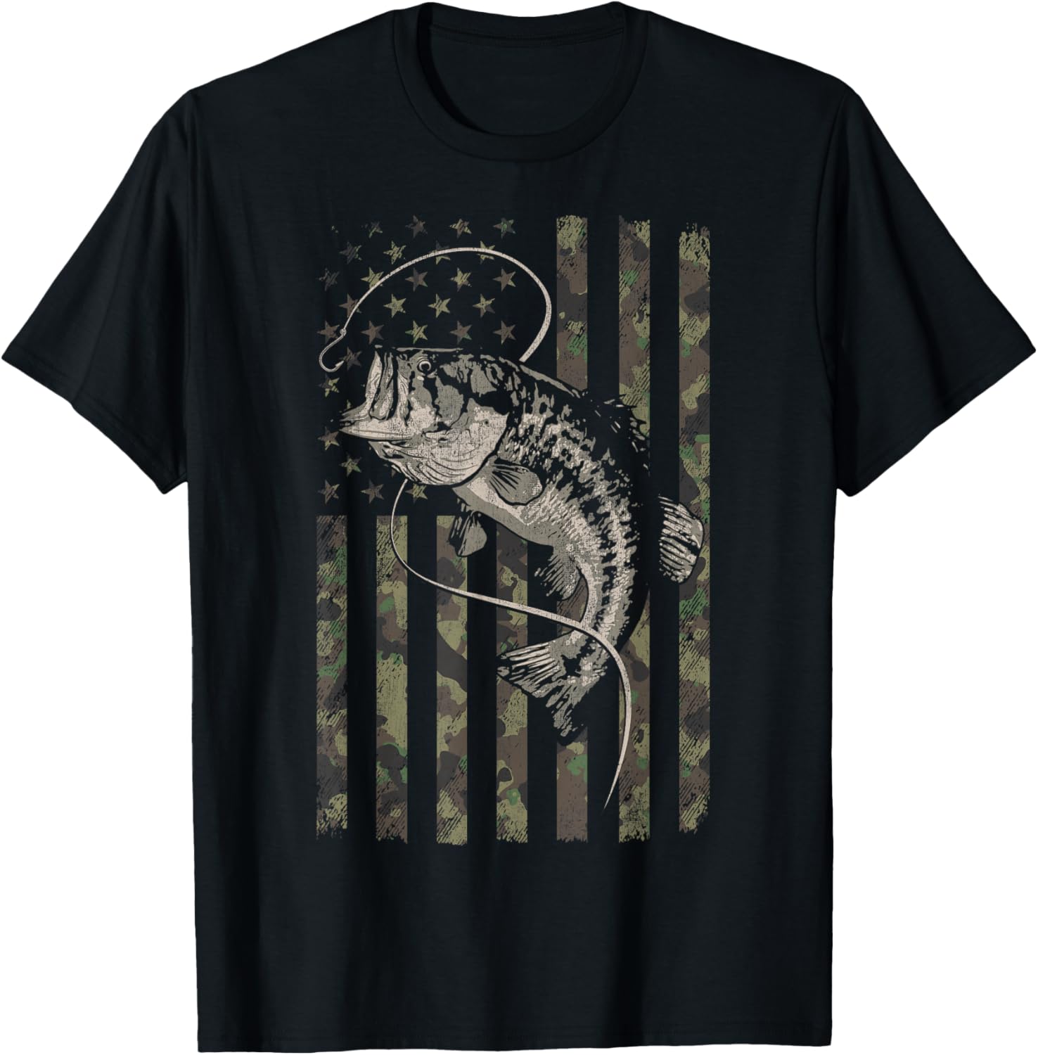 Camo Bass Fish Tee for Outdoor Enthusiasts