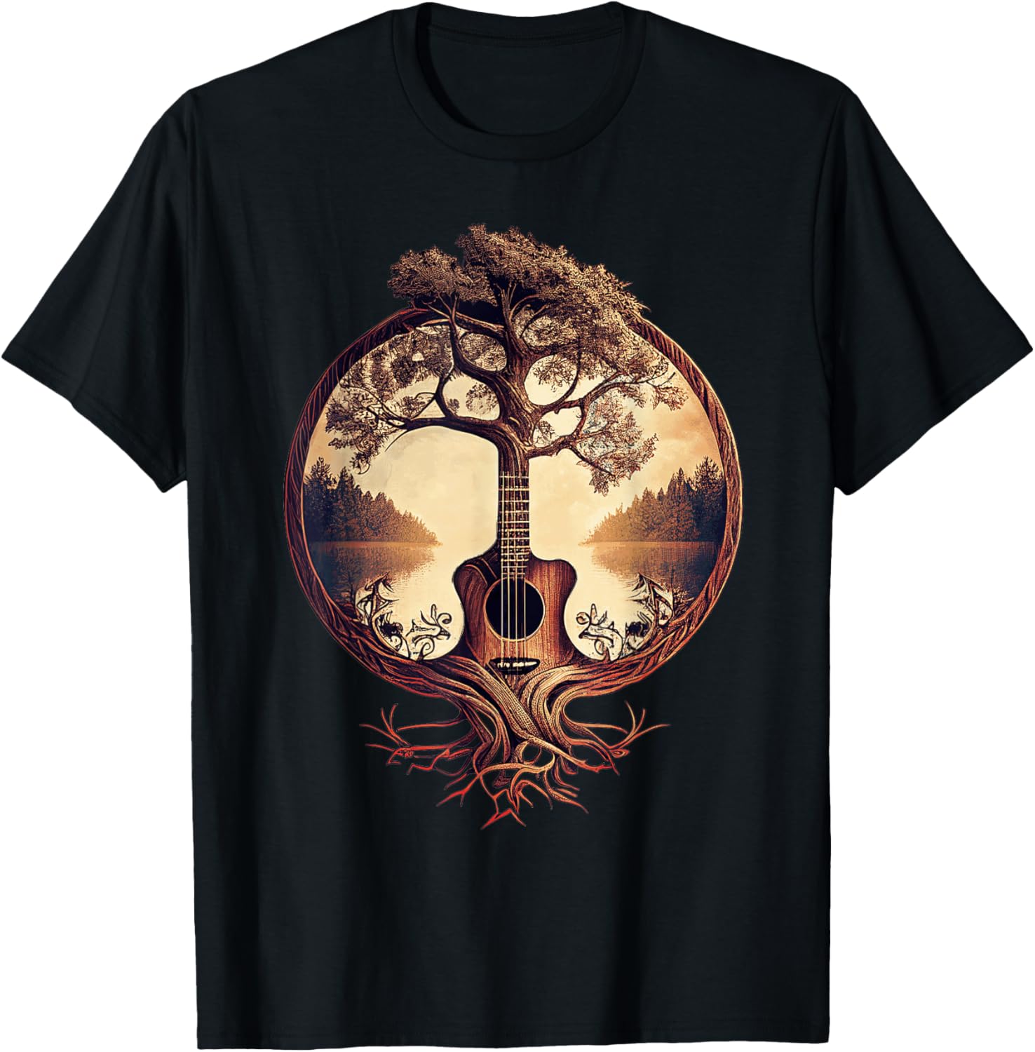 Lakeside Serenade Acoustic Guitarist Tee