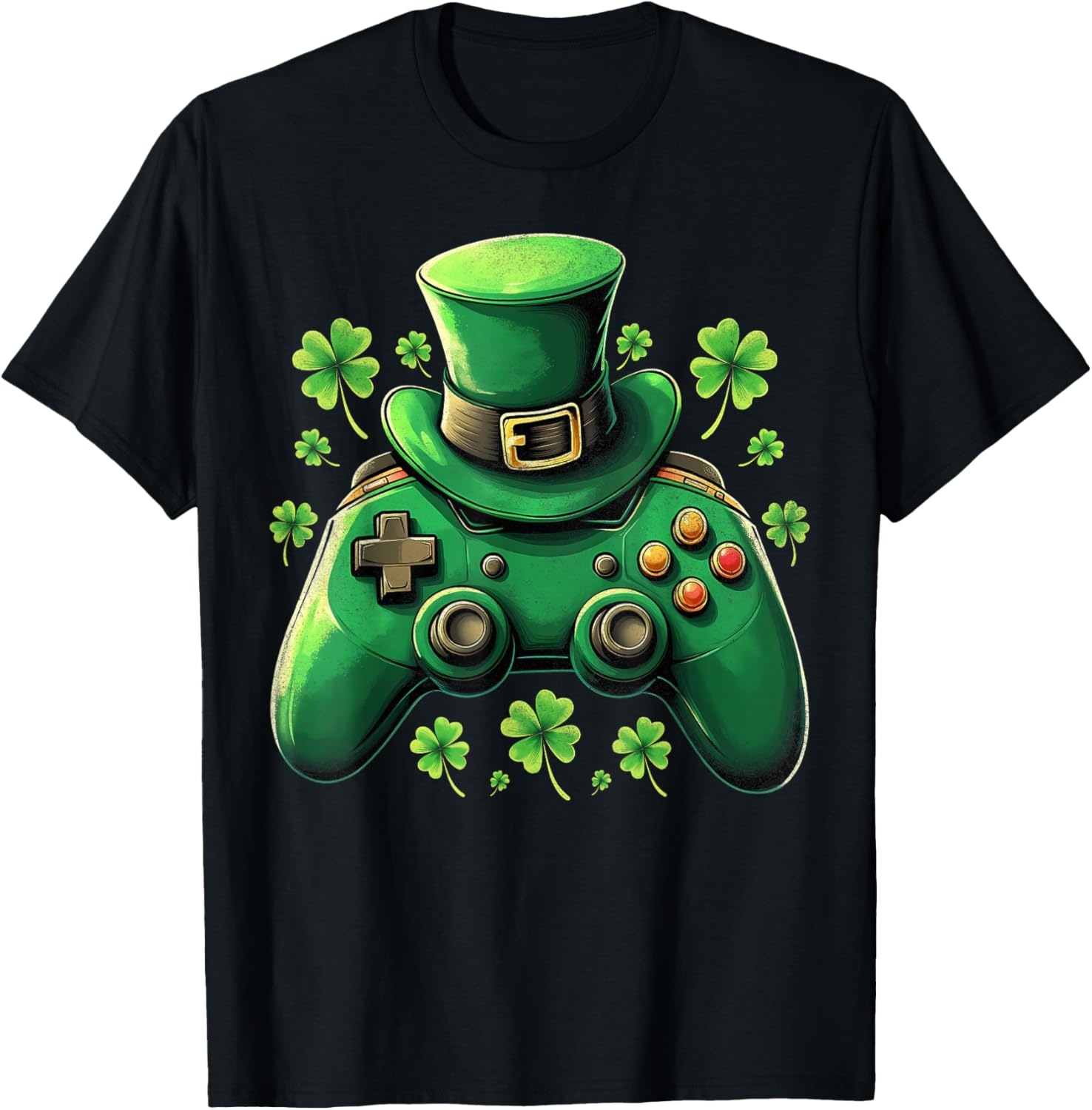 Shamrock Gaming Controller Tee - St Patrick's Fun