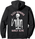 Sleep Deprived Barely Alive Funny Skeleton Halloween Pullover Hoodie